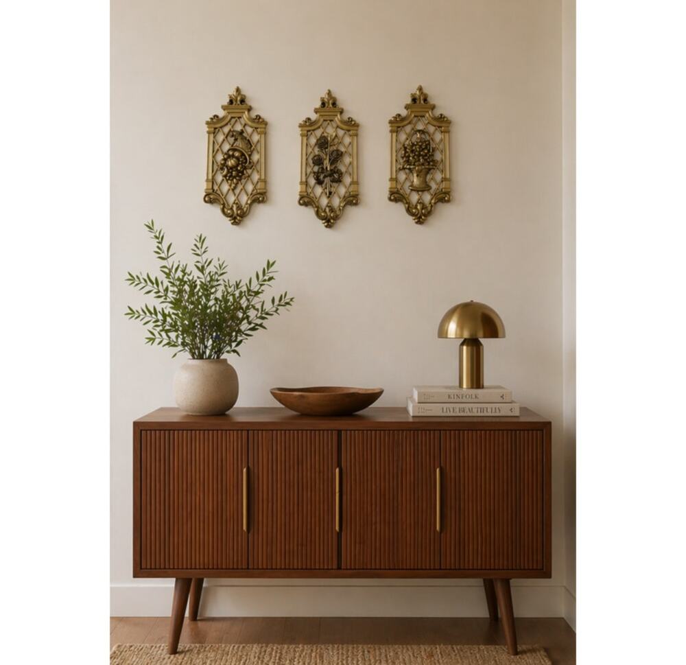 1971 DART IND. WALL ART SET OF 3 GOLD FINISH MADE IN USA MCM HOME DECOR MCMLXXI